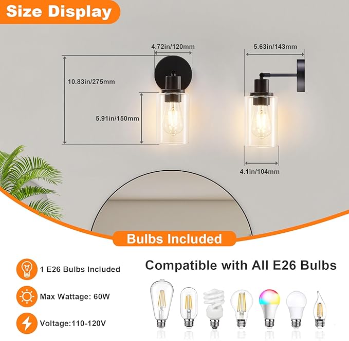 DLLT Wall Sconces Set of Two: Modern Bathroom Vanity Light Fixtures - Image 7