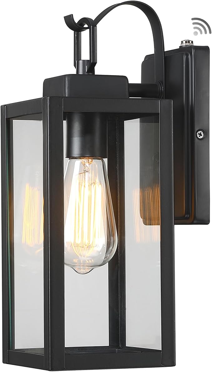 Pia Ricco Outdoor Wall Lights, Dusk to Dawn Matte Black Exterior Light Fixture by PiaRicco