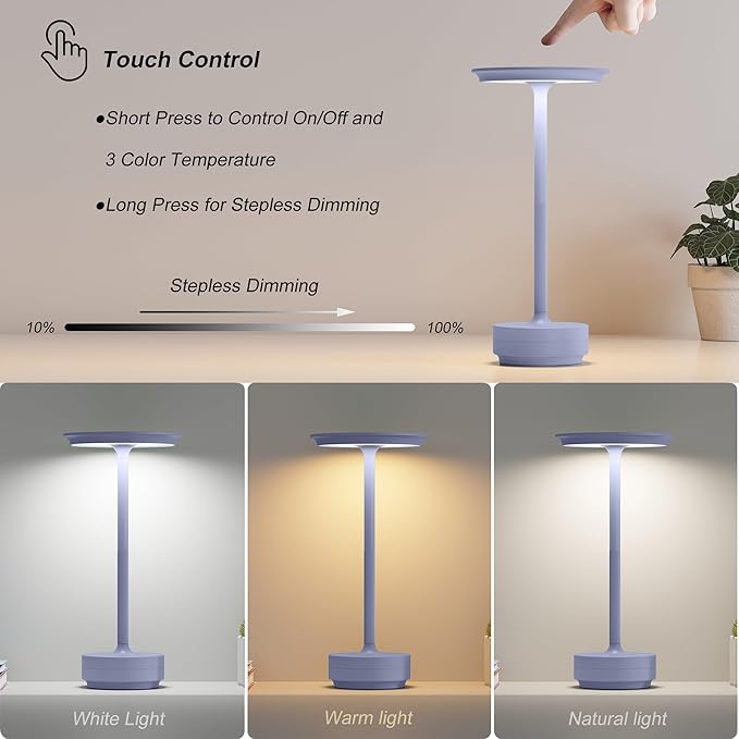 1 Pack Rechargeable Table Lamps Cordless, Portable 5000mAh Outdoor Table Light - Image 2