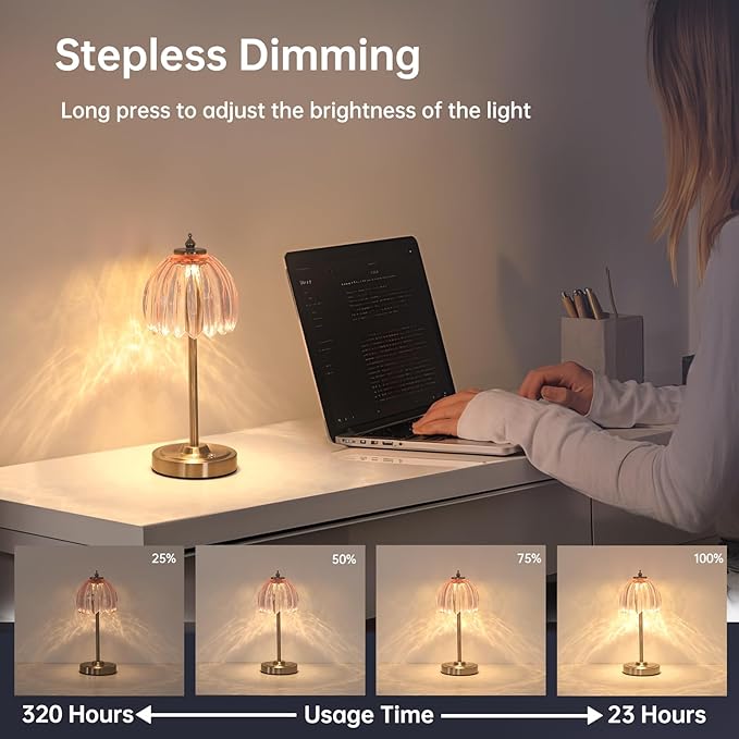 Tulip Table Lamp with 5200mAh Battery & Touch Control, Cordless Small Table - Image 3