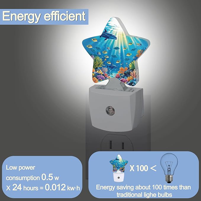 Underwater World Night Light, Sea Ocean Fish Plug-in Star Night Lights - Image 3