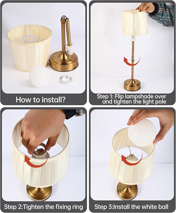 Cordless Battery Operated Table lamp Set of 2, 6000mAh Rechargeable Small - Image 6