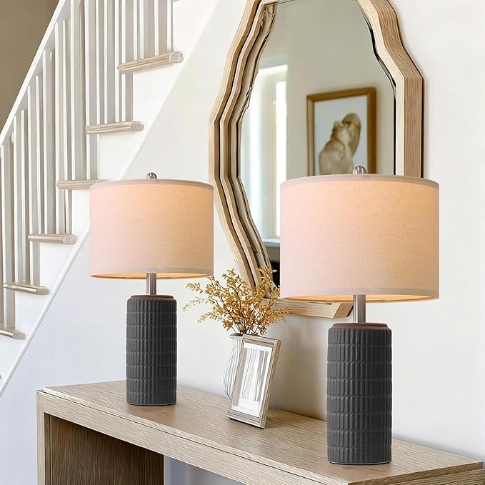 PoKat 23" Matte-Textured Ceramic Table Lamps Set of 2 - Image 4
