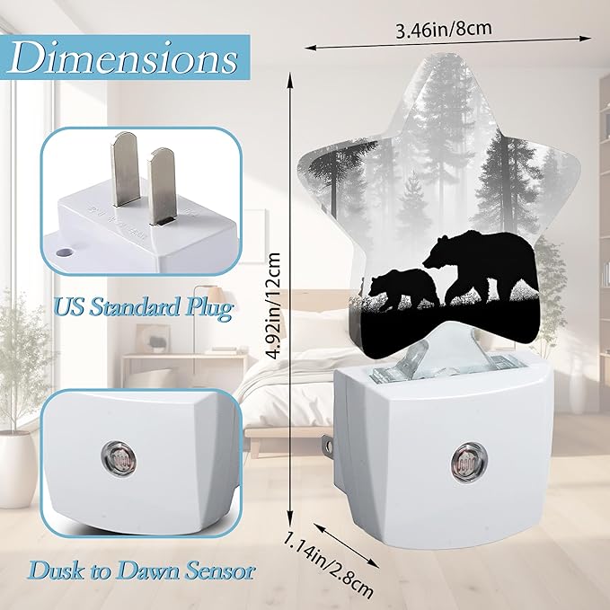 Bear Pine Tree Night Light, Plug Into Wall Decor Nightlights - Image 2