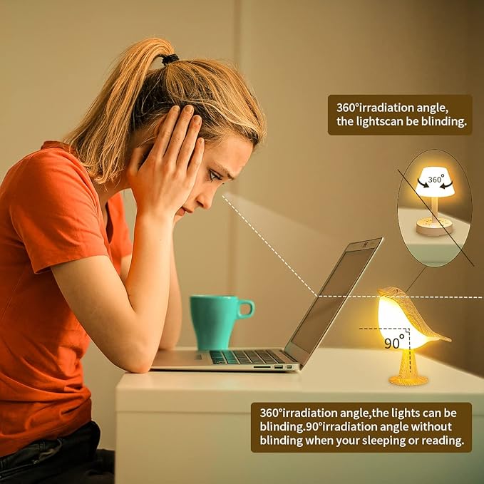 Small Cordless Bedside Lamp, Bird Lamp Touch Sensor, LED Table Lamp - Image 3