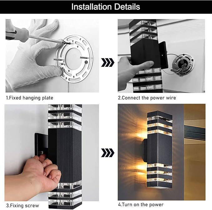 6Pack 18inch LED Square Up & Down Wall Lights, 24W Outdoor Wall Light 4000K Day - Image 8