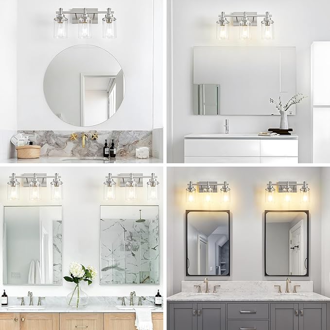 Brushed Nickel 3-Light Vanity Lights - Image 7