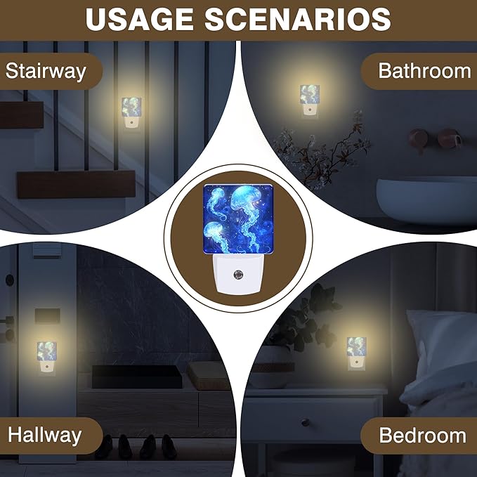 Night Light Magic Glowing Jellyfish Night Lights Plug into Wall Smart Dusk to - Image 6