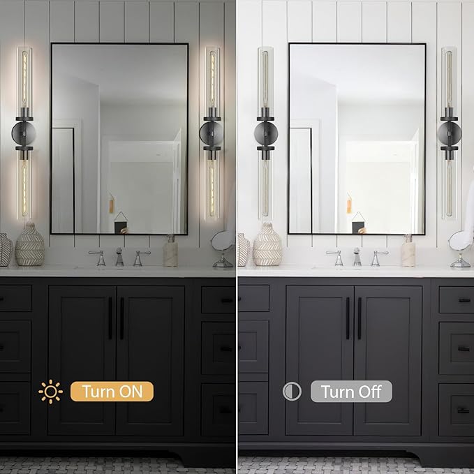 Black Wall Sconces Set of Two, Double Lights - Image 8