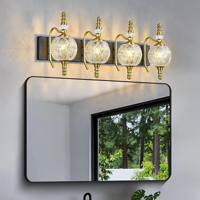 Modern Crystal Bathroom Vanity Lights Fixtures Over Mirror Black Gold Vintage - Image 6