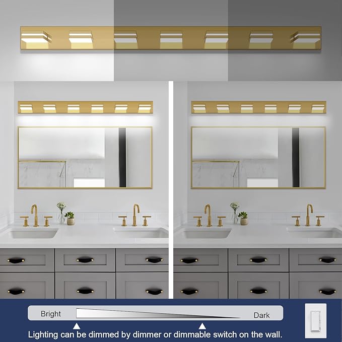 SineRise LED Modern Bathroom Vanity Light Fixtures, Brass Modern Acrylic - Image 5