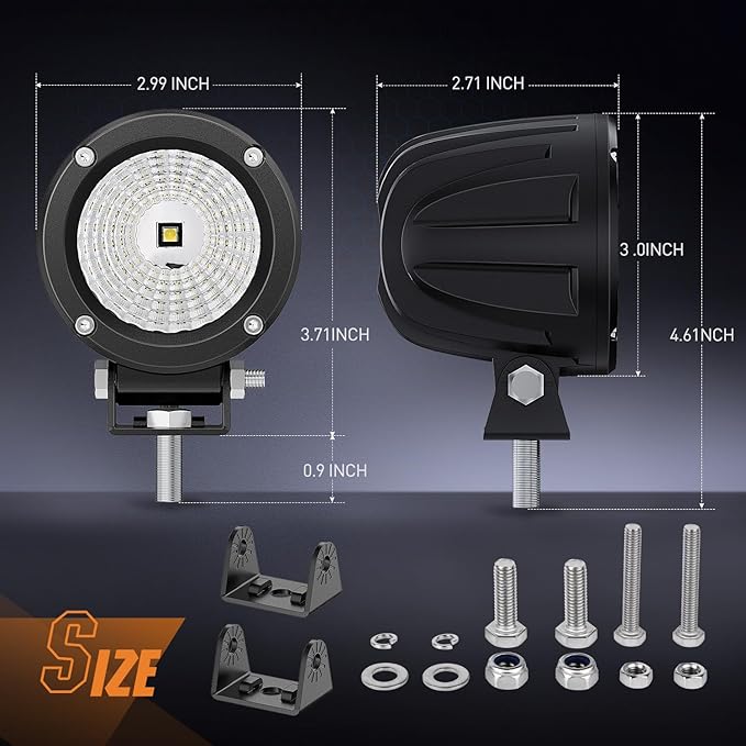 Nilight LED Light Pods 2 PCS 3 Inch Flood Round Offroad Fog 1080LM Built-in EMC - Image 2