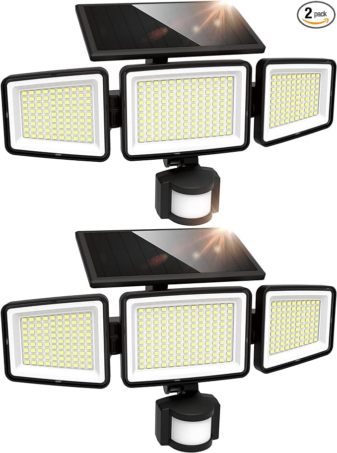 UME Solar Outdoor Lights 302 LED 3000LM, IP65 Waterproof Motion Sensor Outdoor by UME