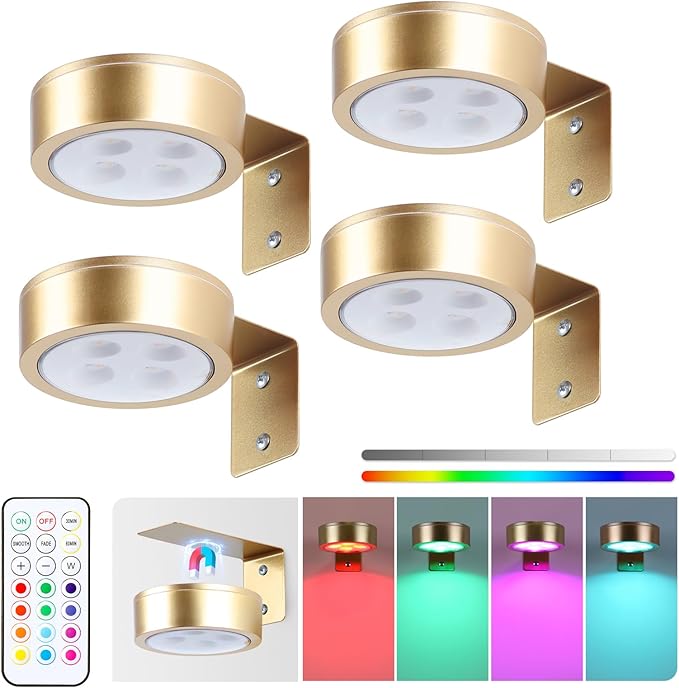 4-Pack Picture Light Battery Operated Painting Lights, 13 Color RGB Magnetic - Image 8