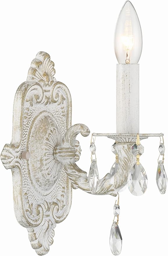 Paris Market 1 Crystal Antique White Sconce by Crystorama