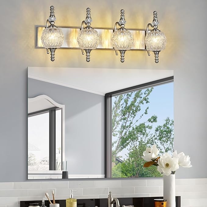 Modern Crystal Bathroom Vanity Lights Fixtures Over Mirror Brushed Nickel - Image 2