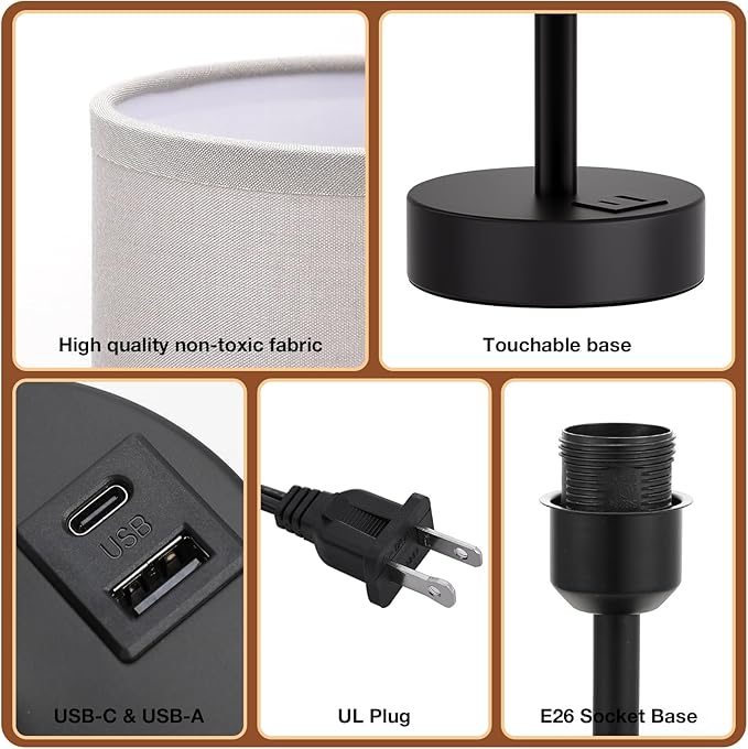 Dicoool Grey Touch Bedside Lamp - Image 6