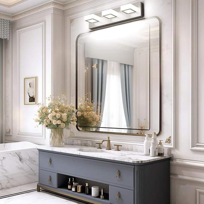 Ralbay 3-Light Brushed Nickel Bathroom Vanity Lights Metal Acrylic LED Modern - Image 2