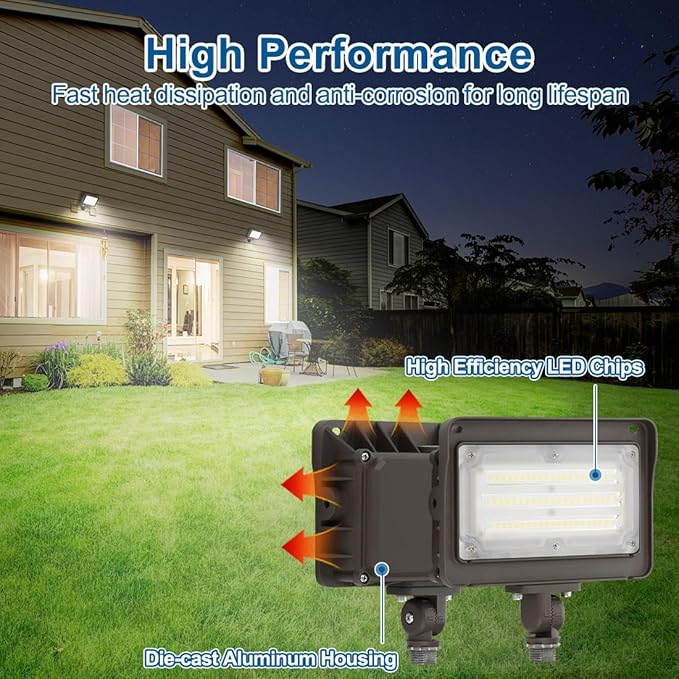 DAKASON 50W LED Flood Light Outdoor, Dusk-to-Dawn Photocell 180° Adjustable - Image 2