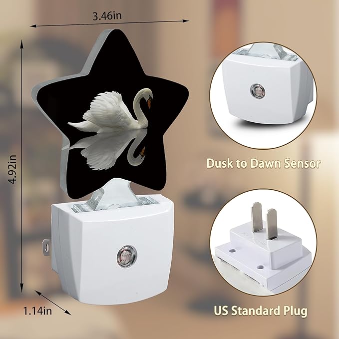 White Swan Night Lights Plug in Wall Lamp Smart Dusk to Dawn Sensor - Image 6