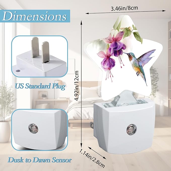 Groovy Hummingbird Flowers Plug-in Night Light - Image 2