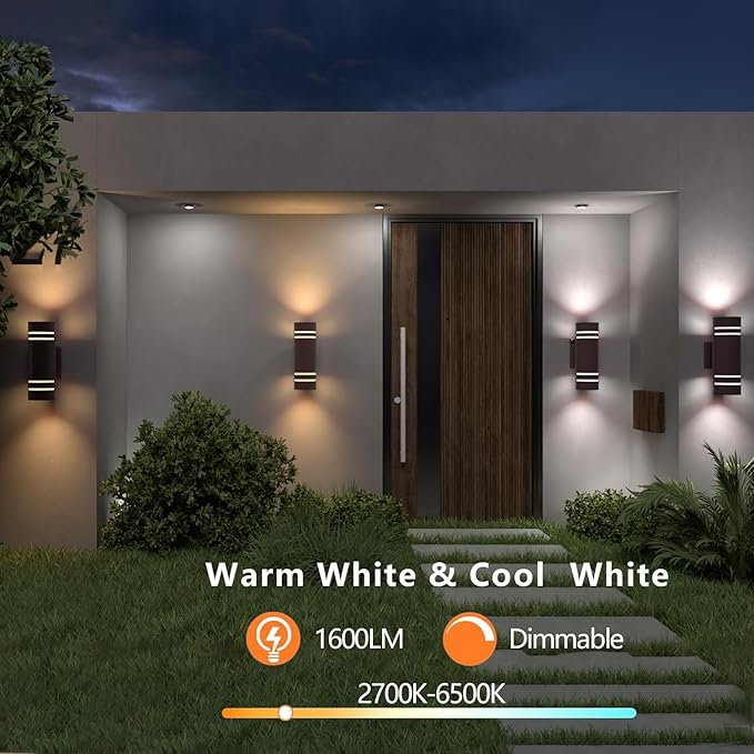 Smart Outdoor Wall Lights Color Changing 2 Pack, RGB+2700K-6500K Modern - Image 8