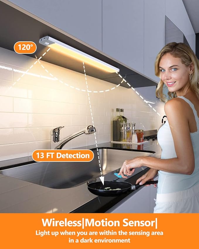 PRIORARE Under Cabinet Lighting 54 LED Motion Sensor Closet Light, 2500mAh - Image 6