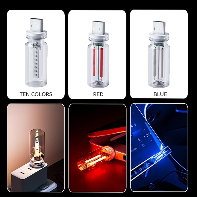 4 PCS USB Night Light Bulb, Portable Plug-in Retro Car Interior Ambient Lights - Image 4