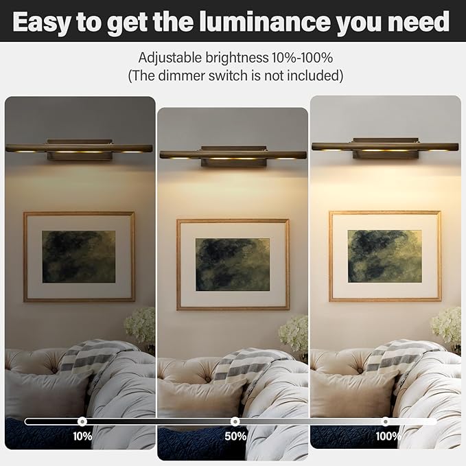 Art Picture Frame Wall Light: 30" Dimmable Antiquing Artwork Copper Painting - Image 4