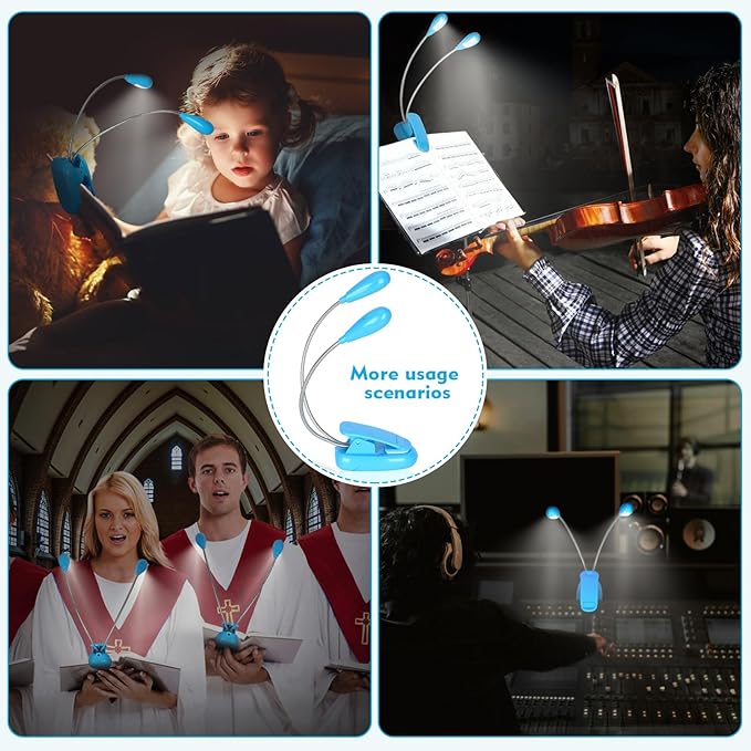 TEECOO Music Stand Light, Clip on LED Book Lights, USB and AAA Battery Operated - Image 6