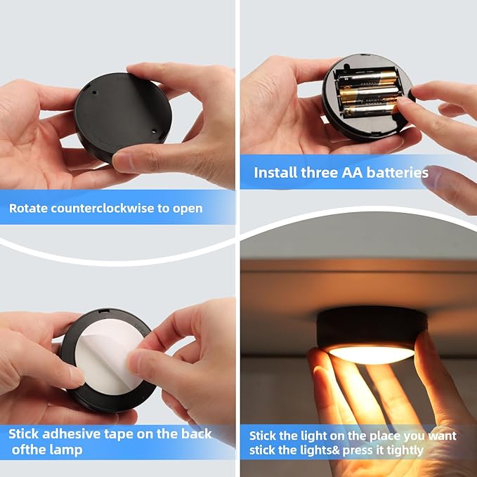 Push Lights with Remote Puck Lighting Battery Operated Tap Lights Button Stick - Image 7