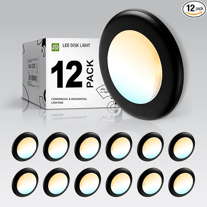 ASD 12 Pack LED Disk Lights 6 Inch, 15W 5CCT 2700K-5000K 1245LM CRI90+ by ASDLightingCorporation
