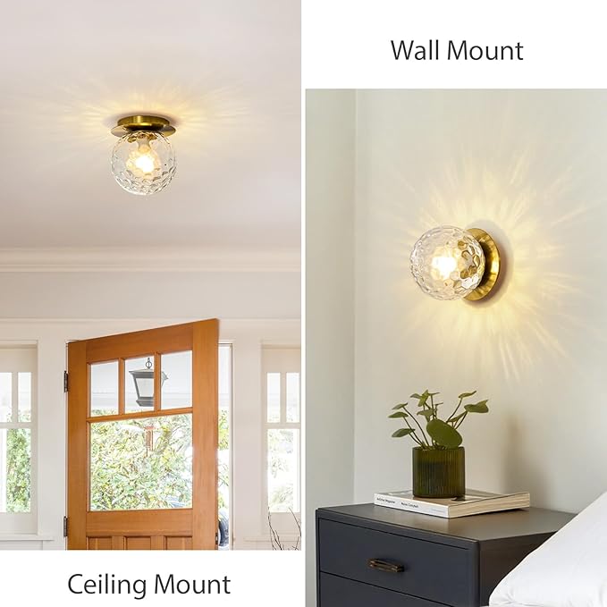 Modern Glass Globe Wall Sconce: Gold Spherical Sconces Light - Image 2