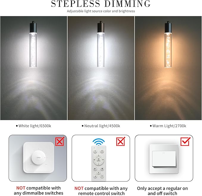 3 Pack Modern LED Pendant Light, Chrome Bubble Hanging Ceiling Lamp Fixture - Image 5