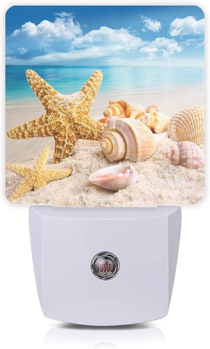Starfish and Seashells Beach Night Light, Night Lights Plug into Wall by Oeaskly