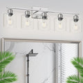 Modern Brushed Nickel 5 Light Bathroom Vanity Light, 31 inch Bathroom Lights by FAISHILAN