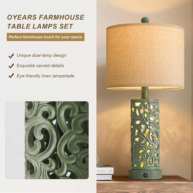 OYEARS 22'' Table Lamp Set of 2 - Image 5