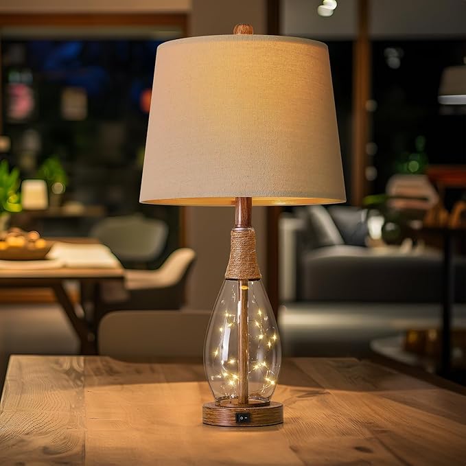 OYEARS 23" USB A+C Table Lamp for Bedroom Living Room Modern Bedside Lamps - Image 8
