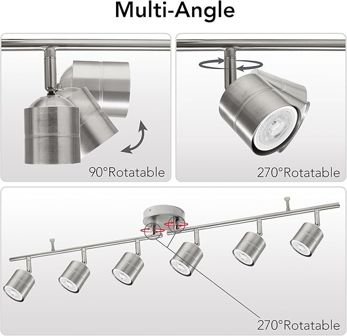 6-Light Brushed Nickel Track Lighting Kit - Image 2