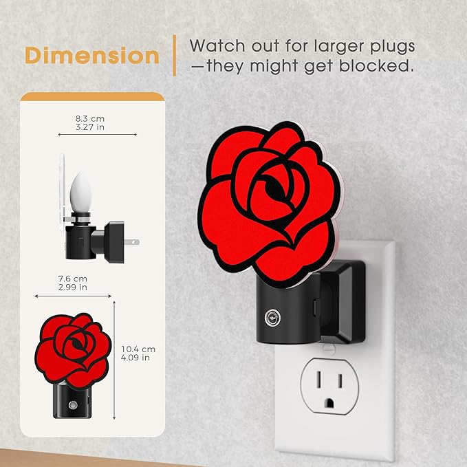 Briignite Flower Night Light, Rose Night Lights Plug into Wall Dimmable - Image 6