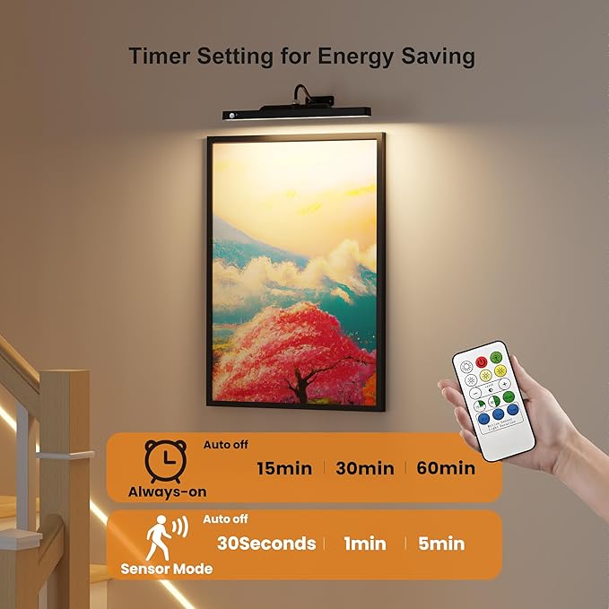 Picture Light for Wall Art Motion Sensor – 16'' Wireless and Dimmable Gallery - Image 8