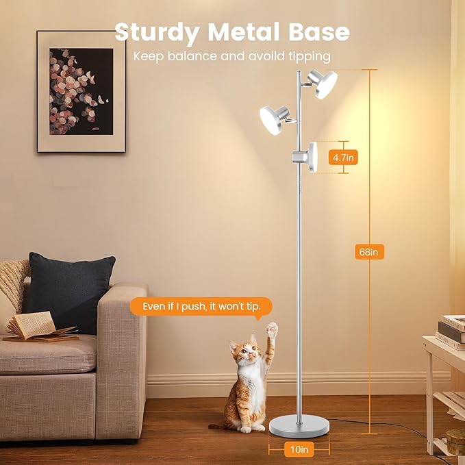 36W LED Tree Floor Lamp, Modern Dimmable Standing Lamp - Image 7