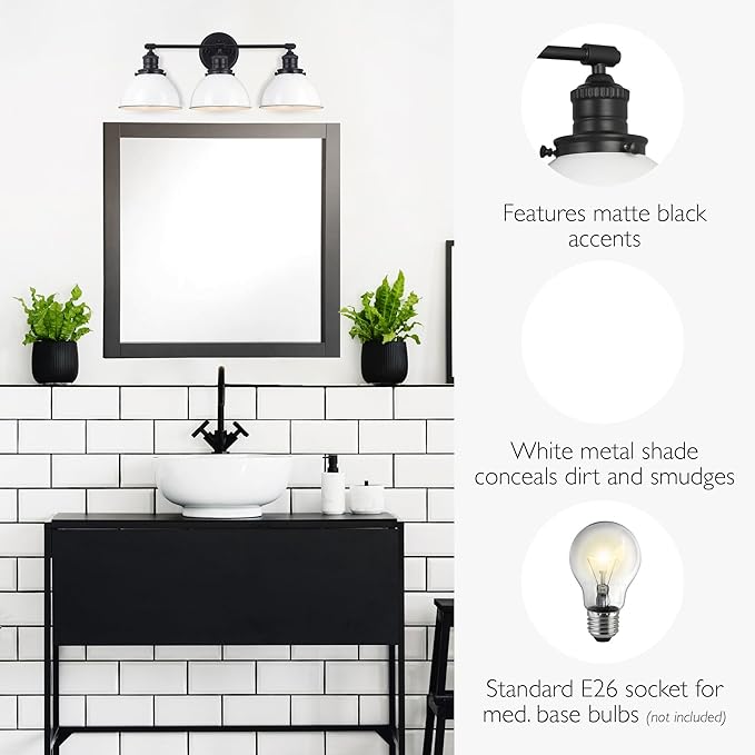 Design House Savannah Rustic Farmhouse 3-Light Bathroom Vanity Light, Matte - Image 4
