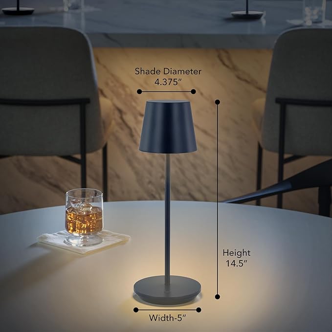 Generation Lighting Mena Accent Rechargeable Table Lamp – 14.5” Hague Blue - Image 5
