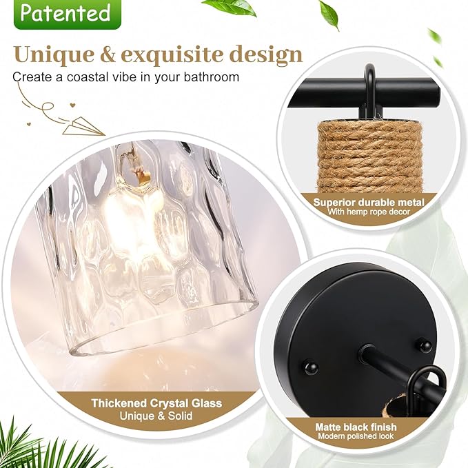 Set of 2 Wall Sconces for Bathroom, Coastal Modern Vanity Lights - Image 3