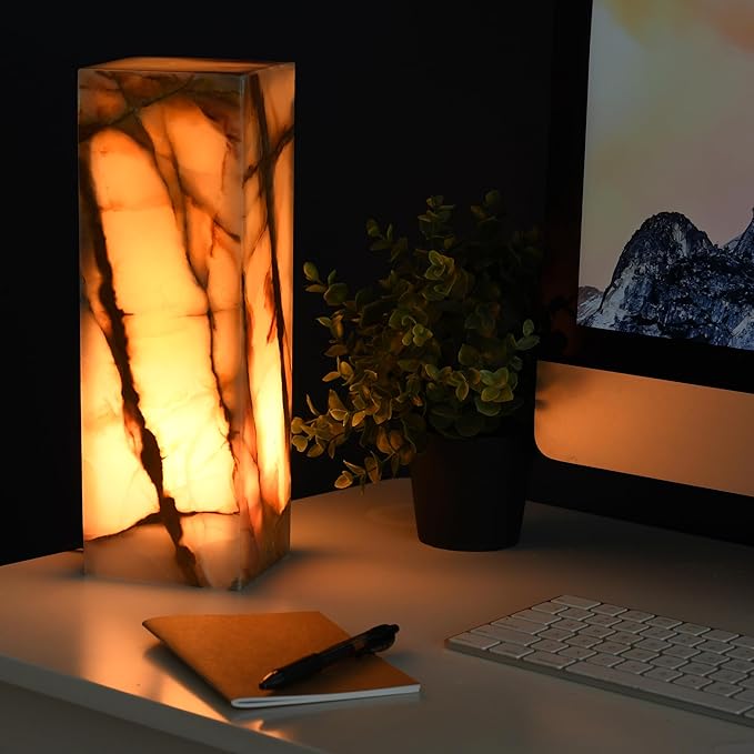 UMAID Handcrafted Onyx Marble Table Lamp, Each Lamp One-of-a-Kind - Image 7
