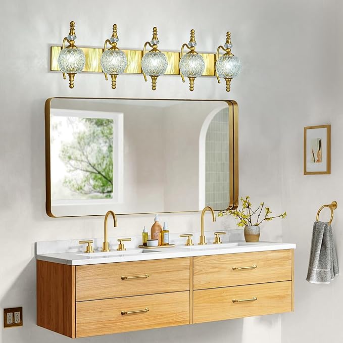 Modern Crystal Bathroom Vanity Lights Fixtures Over Mirror Gold Vintage - Image 6