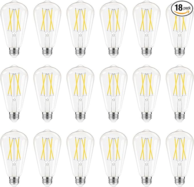 Dimmable LED Edison Bulbs, 4000K Daylight White, 6W Equivalent to 60 watt E26 by GvvooHome