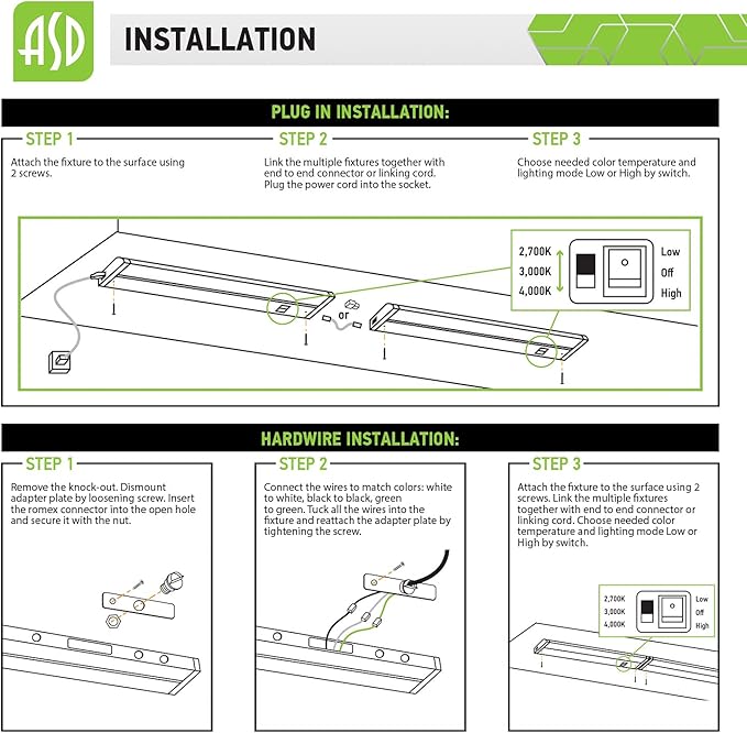 ASD Swivel LED Under Cabinet Lighting, 12 Inch 5W, Hardwired or Plug-in - Image 7