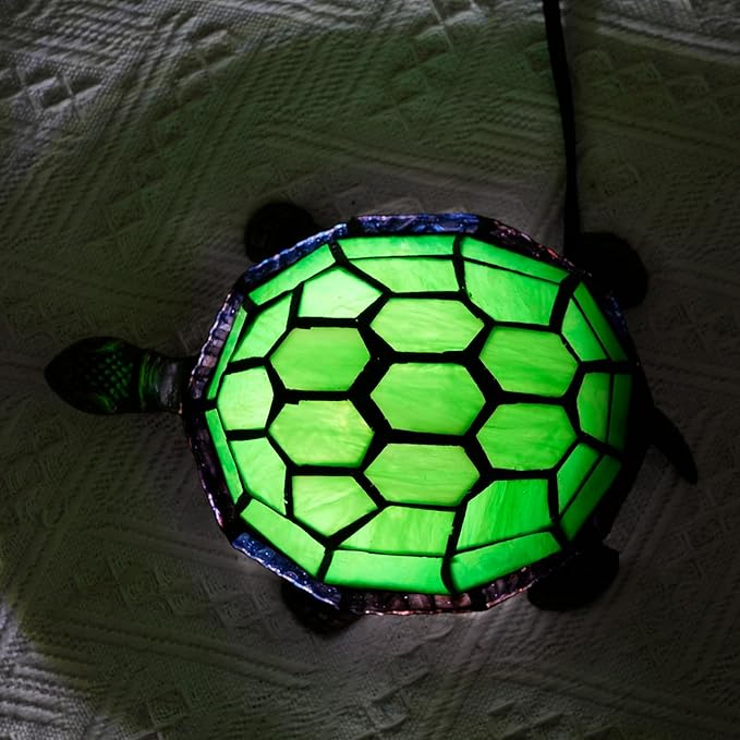 Tiffany Style Turtle Table Lamp Green Stained Glass Lamp Kids Children Animal - Image 8